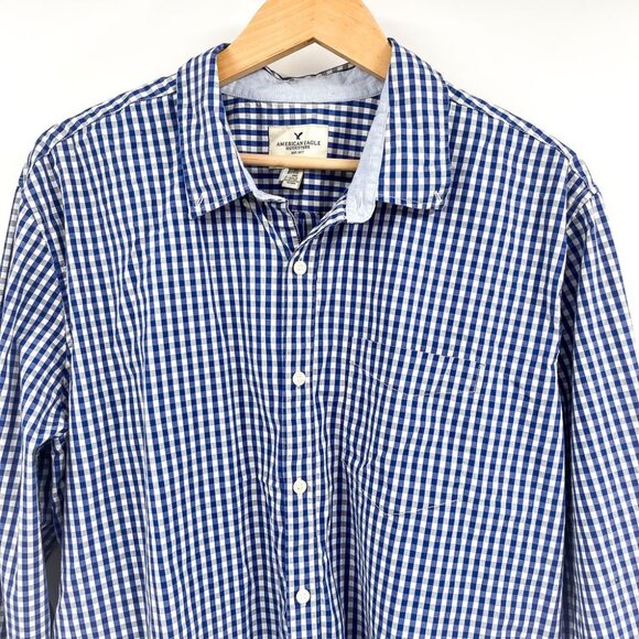 2/$30 American Eagle Classic Fit Collared Gingham Plaid Button Down Shirt AE XXL - Picture 4 of 7